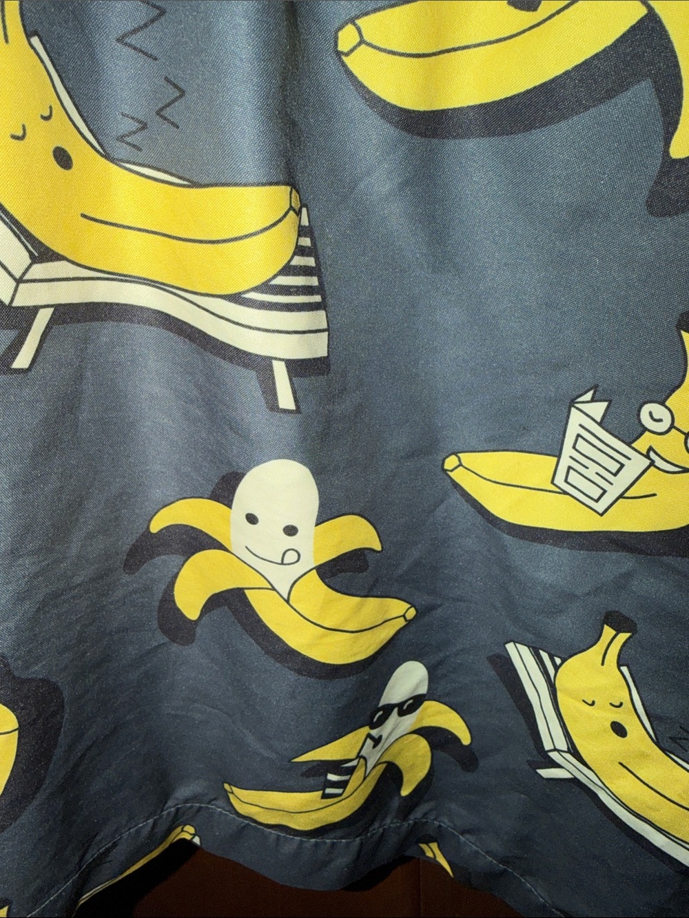 SHEIN Navy Swim Trunks with Yellow Banana Pattern - Picture 6 of 6